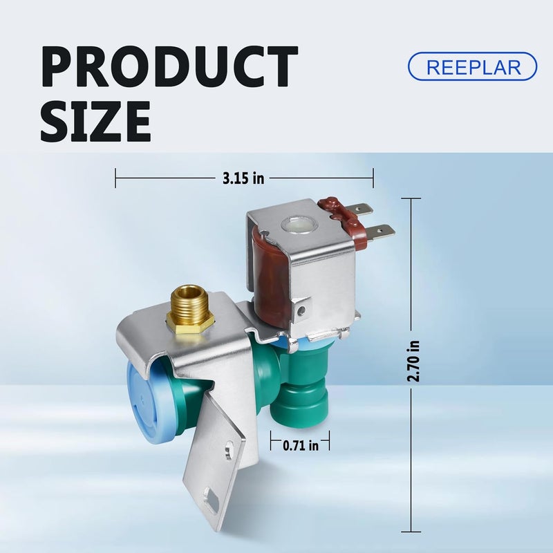 REEPLAR W10394076 W10865826 Refrigerator Water Inlet Valve Compatible with Whirlpool, Kitchen-Aid Refrigerator, Replacement for K-78282 W10726788 W10833705 W10872966 WPW10394076 - Image 2